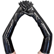 Patent Leather Gloves Opera Length Gothic Cosplay Nightclub Stage Women Glove