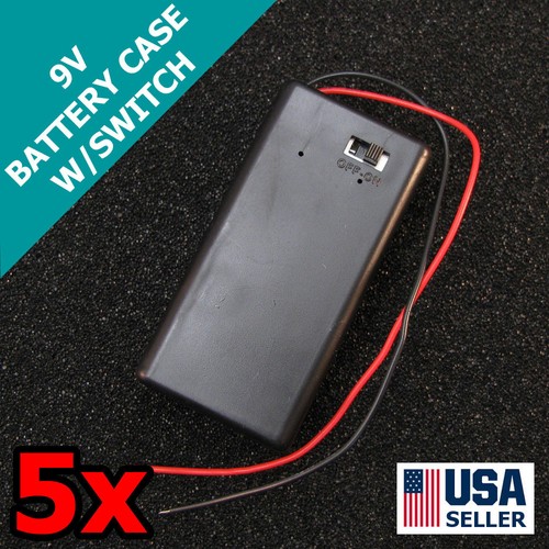 5x 9V Battery Case Holder On/Off Switch Cover 9 Volt Wire Lead Project ...