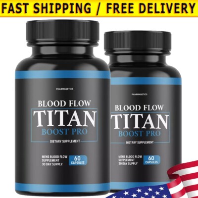 Blood Flow Titan Boost Pro Mens Blood Flow Supplement - 60 Capsule ( 2 Bottles )