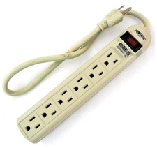 6 Outlet Surge Protection POWER STRIP 6' ft Cord Lighted Circuit Breaker Switch