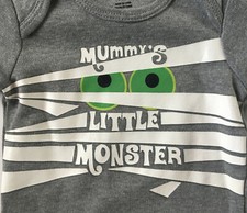 NEW Halloween Baby Mummy's Little Monster Long Sleeve Bodysuit Newborn 0-3 Month