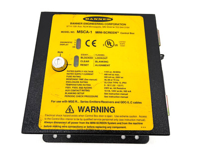 New Banner Engineering MSCA-1 Mini-Screen Metal Control Box 115V 37931