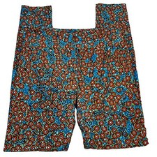LuLaRoe Original Buttery Soft Leggings One Size Rust  Aqua Floral Print