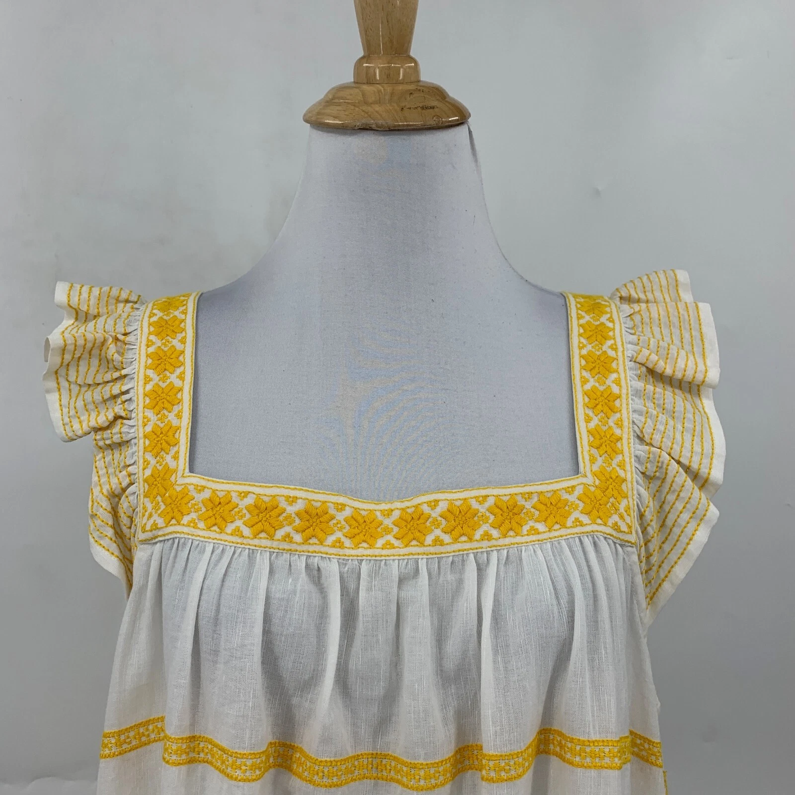 Abito Tory Burch donna L grande a righe ricamato arricciate misto lino senza maniche