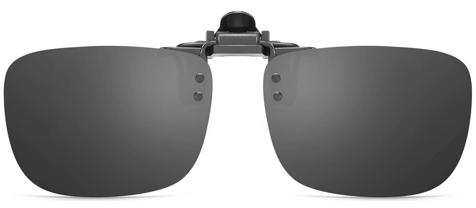 Polarized Clip-on Flip Up Metal Clip Rimless Sunglasses, Lightweight, Black L...