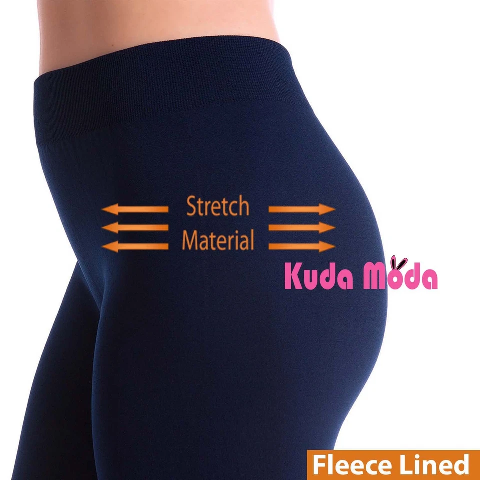 Kuda Moda Women Fleece Lined Warm Full Length Legging Pants Plus Size 1X 2X 3X - Image 3 of 4