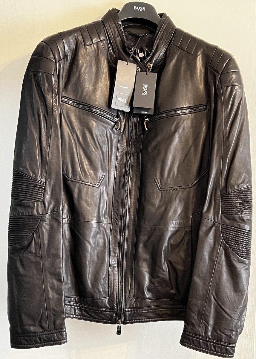 HUGO BOSS Limited Ed Mclaren Nogaro Lamb LEATHER JACKET BLACK MEN