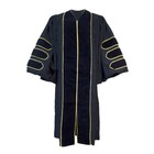 Doctoral Gown with Gold Piping- Black, Red or PHD Blue Velvet- 13 Sizes avaiable