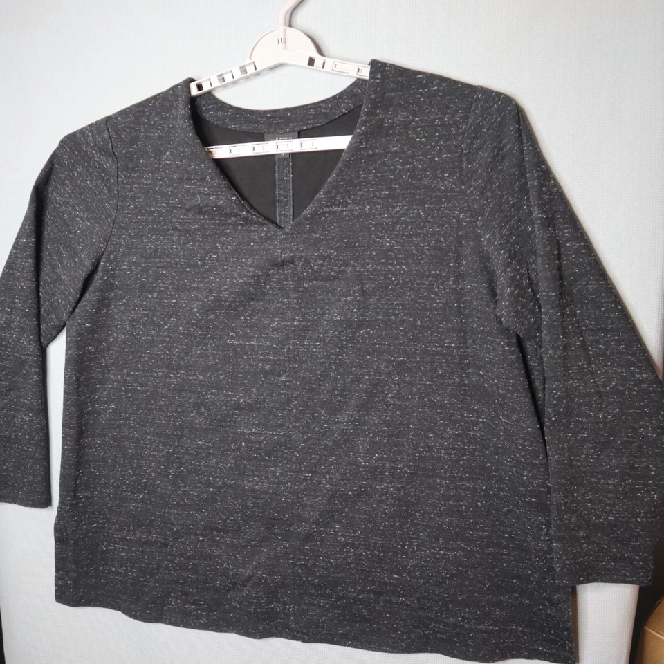 Suéter J Jill Cuello en V Mujer 2X Gris Jaspeado Negro Pullover Mezcla Spandex Rayón Foto 2 de 4