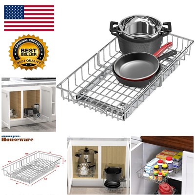Space-Saving Pull-Out Drawer Organizer - 11'' x 21'' for Kitchen & Bathroom Use
