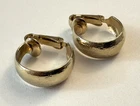 Vintage Gold Tone Textured Hoop Style Clip-On Earrings Costume Jewelry Estate