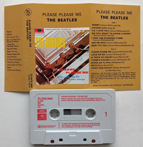 THE BEATLES - PLEASE PLEASE ME (EMI TCPCS3042) 1980s UK CASSETTE TAPE RED PRINT - Picture 2 of 3