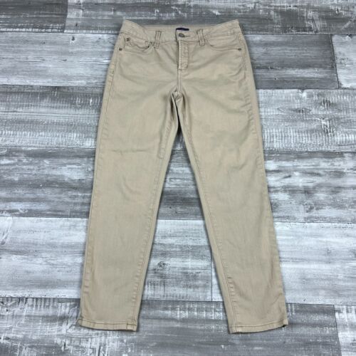 NYDJ Pants Womens 4P Petites Ankle Tan Brown Skinny Stretch Pockets - Picture 1 of 14