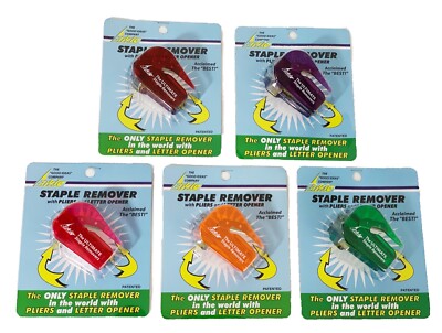 LOT OF 4 Ultimate Erkie Staple Remover Letter Opener Red Orange Pink