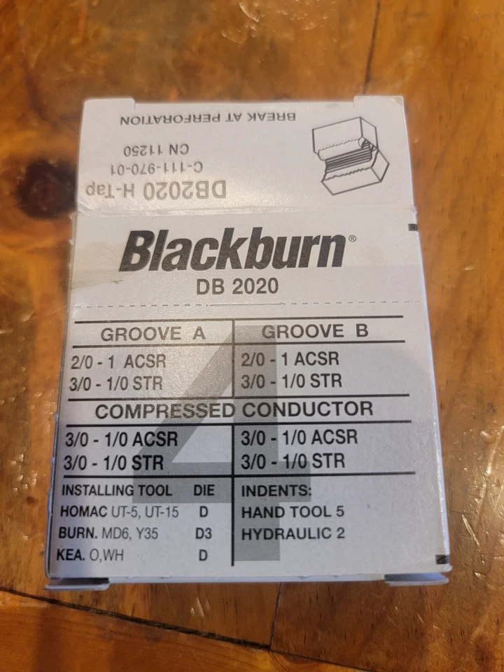 25pk Blackburn DB2020 Alum H-Tap Compression Connector 7TAA263750R0001 - Image 2 of 3