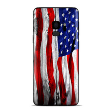 Samsung Galaxy S9 Skins Wrap - American Flag on Wood