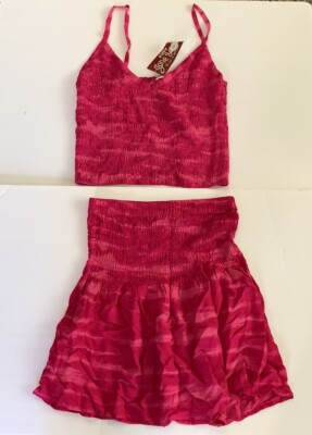 Gone South Beach Wear Girls 2 Piece Outfit Top Skirt Pink New Beautiful !!