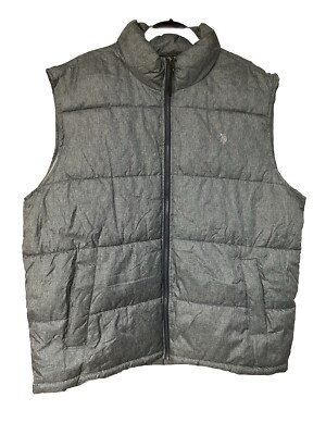 NWOT U.S. Polo Assn. Chambray Blue Quilted Puffer Best, 2XL