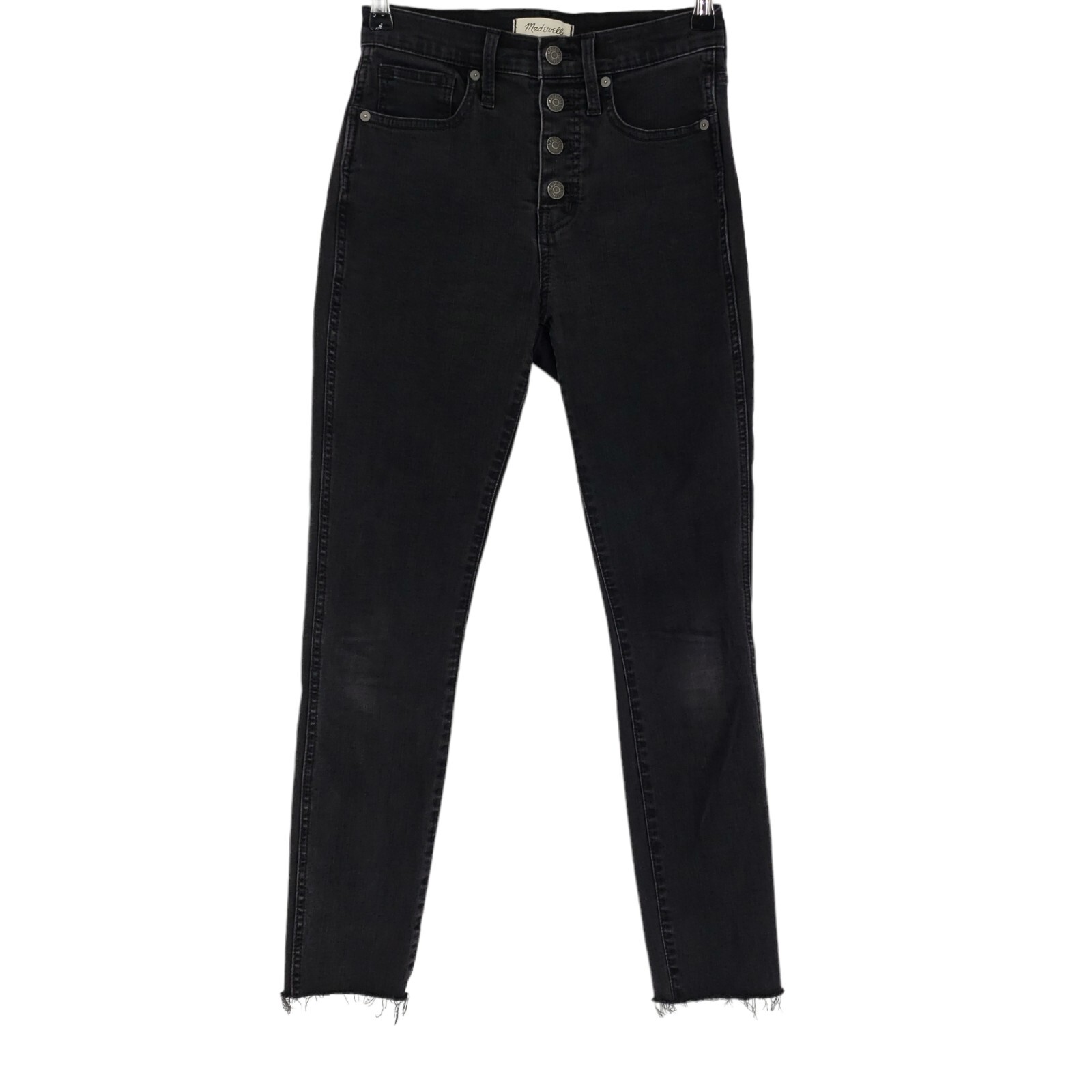 Madewell High-Rise Black Skinny Jeans with Button Fly and Raw Hem Size 25-image