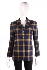 Artigiano Jacket Wool Blue And Cream Check Uk Size 10