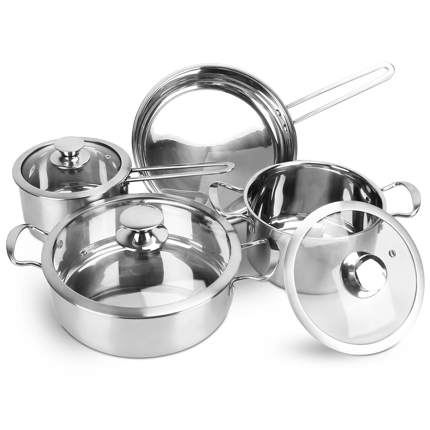 New Stainless Steel Cookware Set, Dishwasher Safe, Even Heating