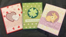 Stampin Up SPRING Card Kit Lot - Valentines, St. Patrick  s, Easter Bunny X 9