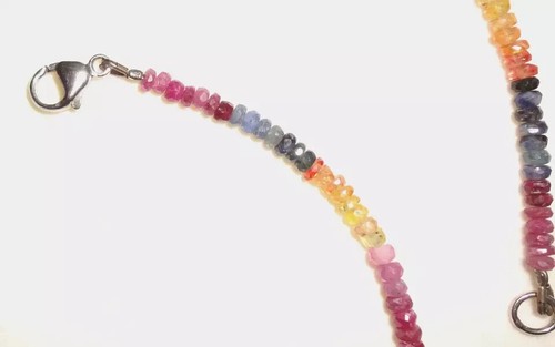 Collier Regenbogen-Saphir mit Smaragd Edelsteine facettiert ca. 50ct 46 cm S 925 - Bild 14 von 18