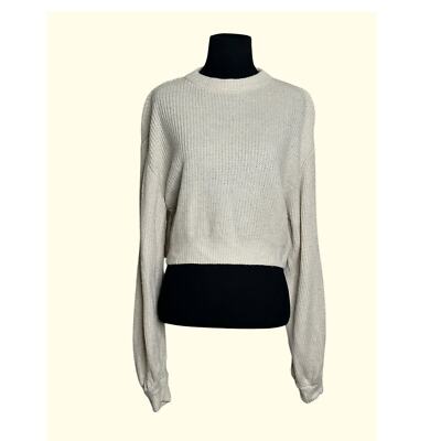 H&M Divided beige crew neck balloon sleeves sweater size XS
