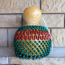 Green Beaded Shekere, Rhythm Gourd Instrument, Unique Musician Gifts,