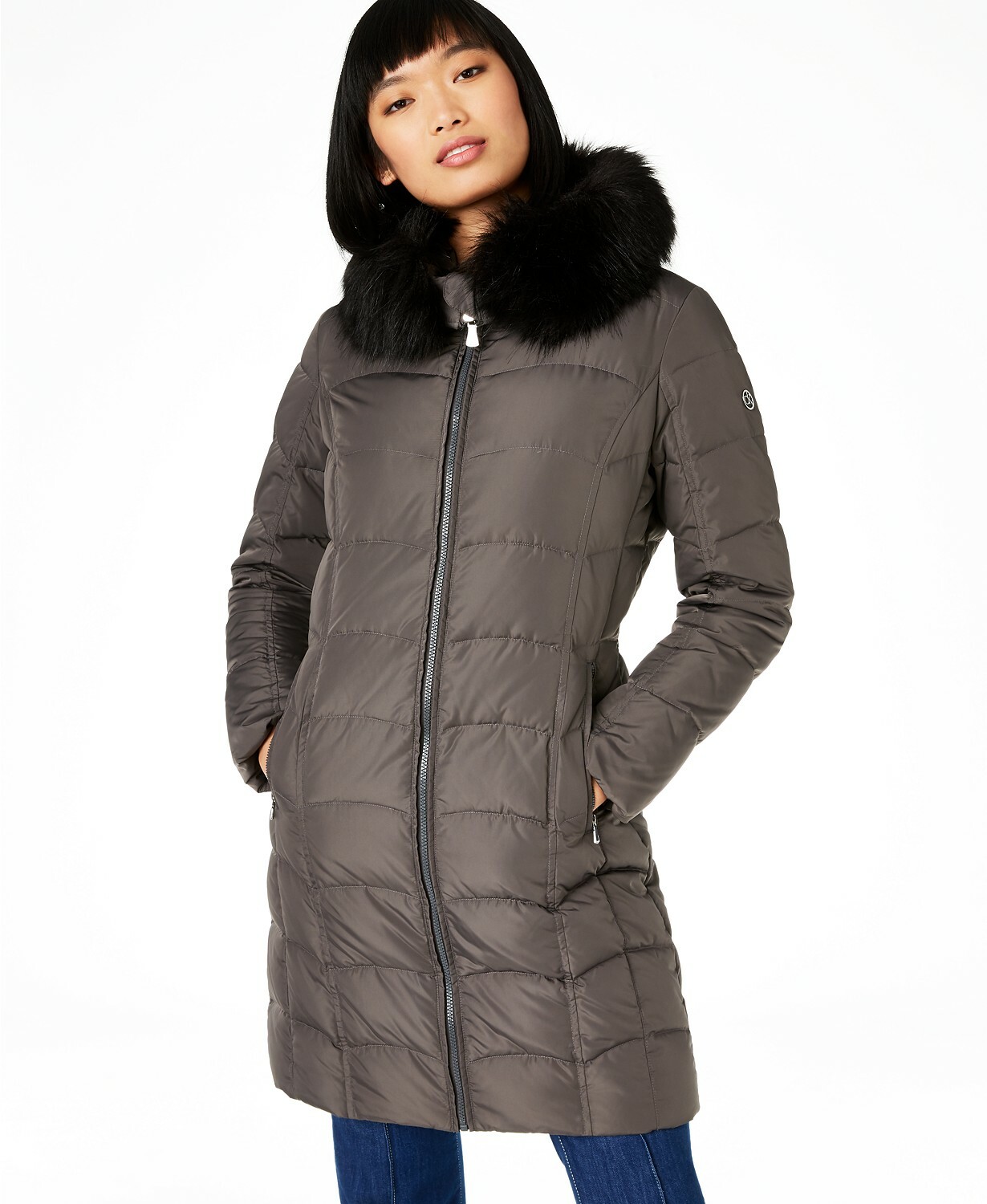 Spotlijster Likken Samenwerking NWT!!! Calvin Klein Hooded Faux-Fur-Trim Down Puffer coat (Size: XS) | eBay