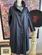 Marla Wynne Black Pleated Topper Coat Jacket Drama Xs New