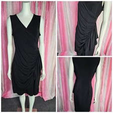 New York & Company Stretch Black Ruched Cocktail Dress Size Medium 