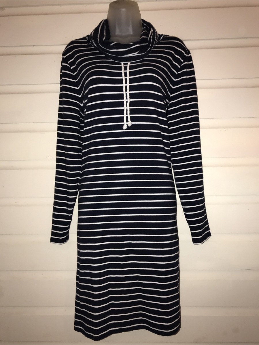 Brooks Brothers Cotton Blend Long Sleeve Cowl Neck Shift Dress Size L | eBay