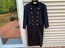 Vintage Christian Dior Lambswool Loro Piana Black Long Military Coat Womens 14