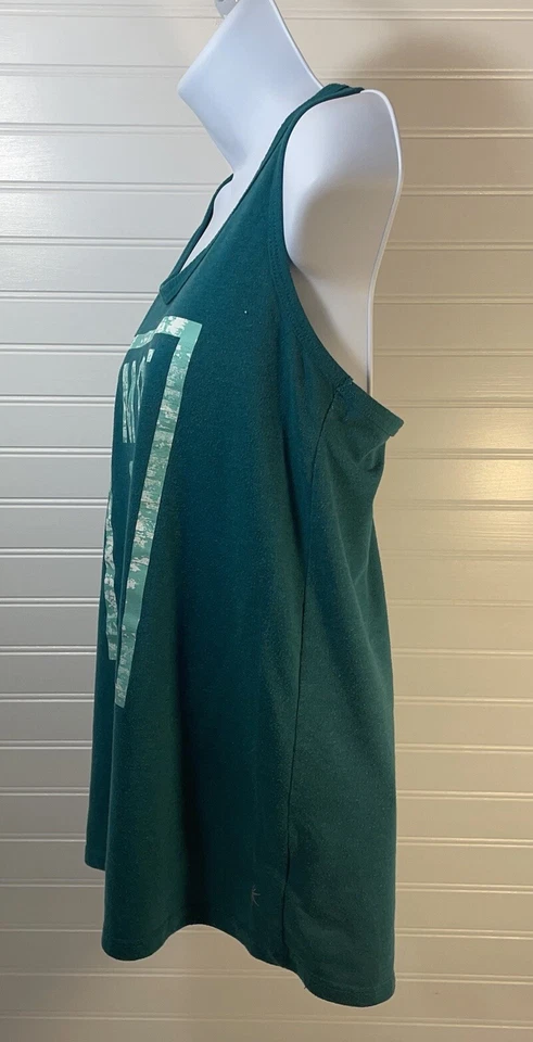 Camiseta sin mangas Danskin Now Racerback para mujer mediana 8-10 verde azulado motivada frontal deletreada Foto 4 de 4