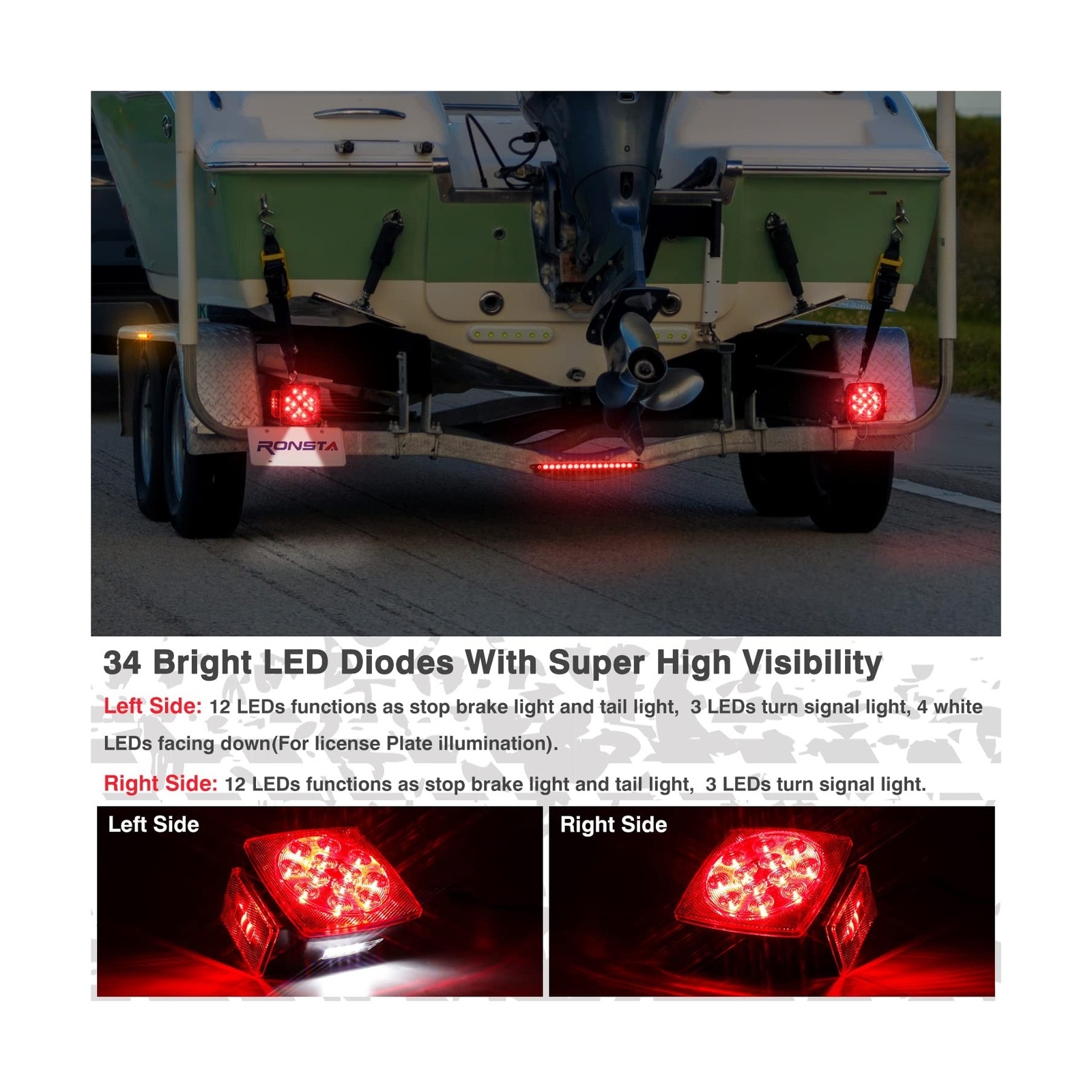 RONSTA Boat LED Trailer Lights Kit and Light Bar with Wiring Harness Combined... eBay