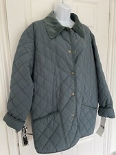 Louis Freedman Teal Green Quilted Jacket With Popper Fastening~uk16 .. With Tags