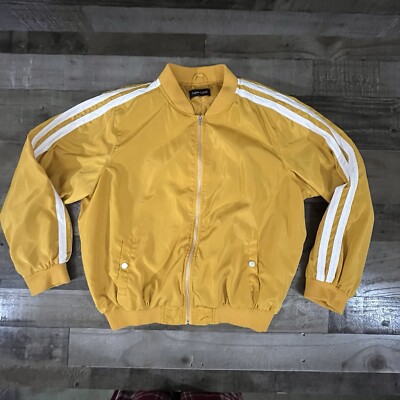 New Look Retro Yellow White Arm Stripes Track Jacket 70s/80s