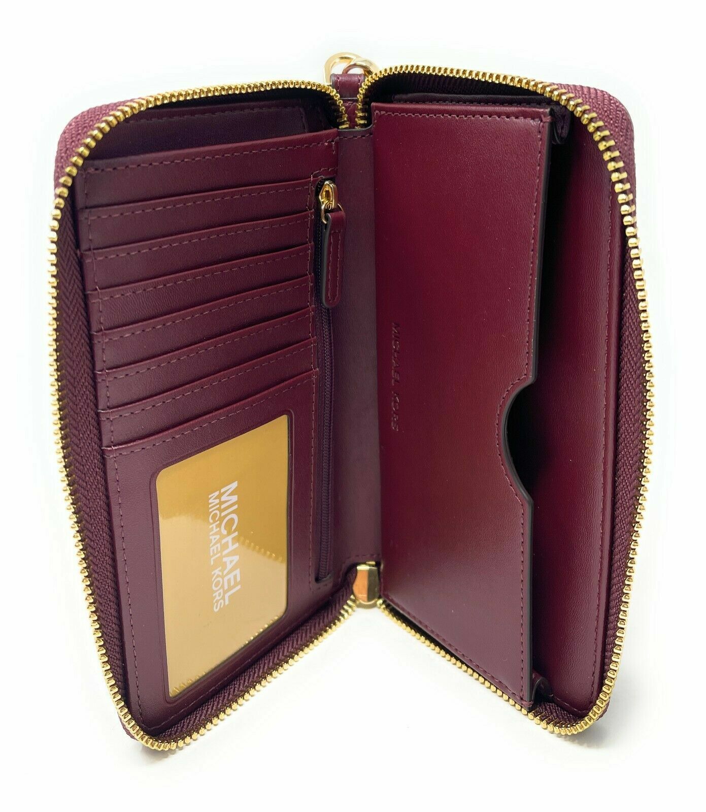 Michael Kors Jet Set Travel Phone Case Wallet Wristlet Merlot Leather / Gold FS 192877960065 eBay