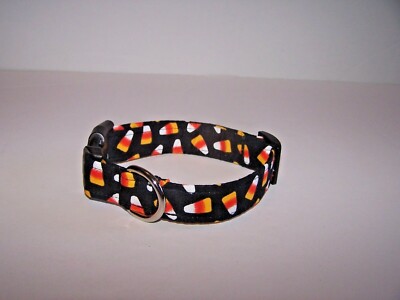 Wet Nose Designs Fun Candy Corn Vibes Dog Collar on Black Halloween Candies