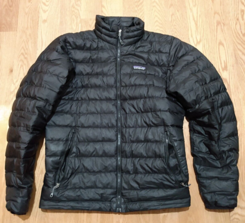 MENS PATAGONIA DOWN SWEATER BLACK SMALL USED *SMALL HOLES + BROKEN POCKET ZIP* - Picture 1 of 3