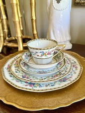 Antique GDA Charles Field Haviland Limoges 5 Pcs Floral Dinnerware Place Setting