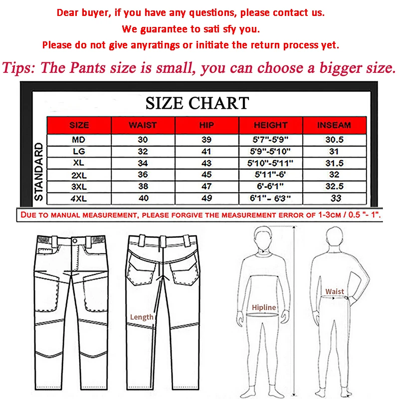 Mens Tactical Cargo Pants Waterproof Work Pants Outdoor Hiking Combat Trousers - Image 2 of 4