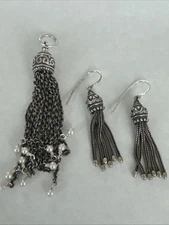 James Avery Silver Retired Tassel Dangle Earrings And Pendant