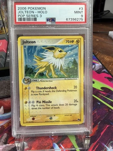 Jolteon Pop Series 3 3/17 Holo PSA 9  Pokemon Vintage Low Pop SWIRL