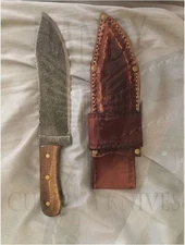 Custom Handmade Bowie Knife D2 Steel Wooden Handle Fixed Blade Survival