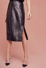 NWT 248 Anthropologie Black Sequin Holiday Cocktail Skirt Size 4