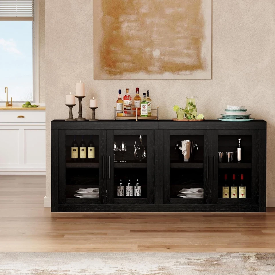 70.8"Sideboard Buffet Cabinet with 4 Glass Doors for Living Room,Kitchen,Hallway - Image 3 of 4