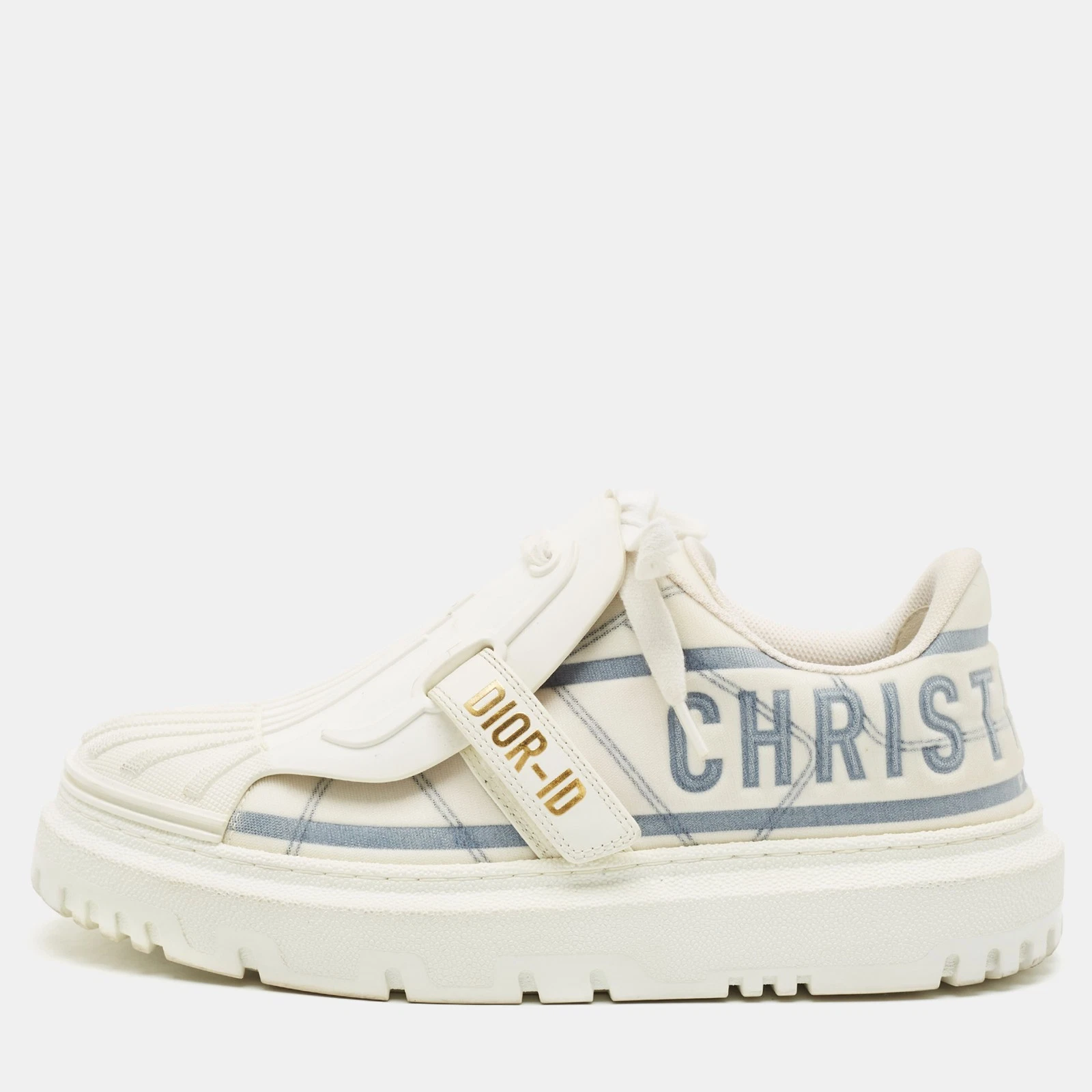 Baskets Dior blanc/bleu nylon et caoutchouc Dior ID pointure 38,5