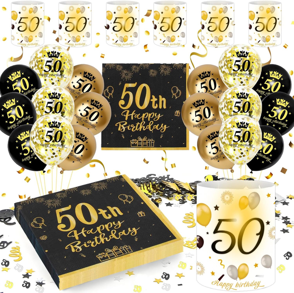 50 Geburtstag Deko MäNner Frauen, Schwarz Gold Luftballons 50. Geburtstag-image